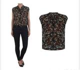 Neck Pleat Floral Top