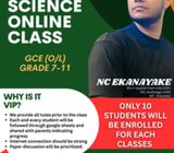 VIP Science Classes for Grade 07 - 11 (English Medium) (GCE)